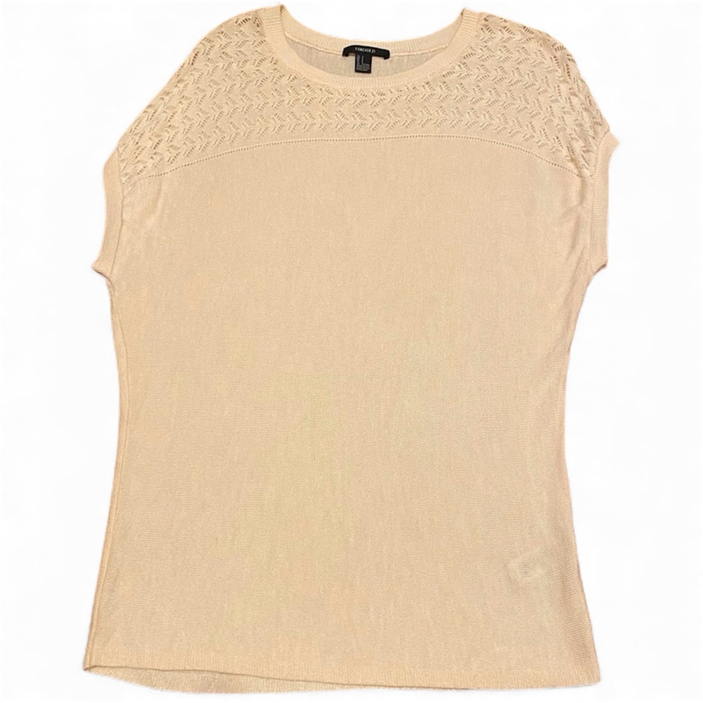 Forever 21 Peach Oversized Short Sleeved Sweater
